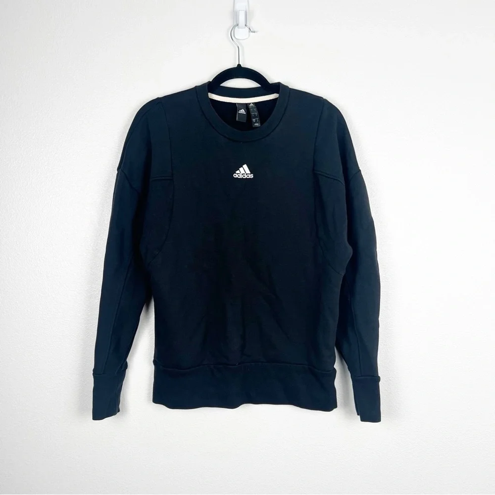 Adidas Crew Neck Pullover Sweatshirt Black Sz‎ S